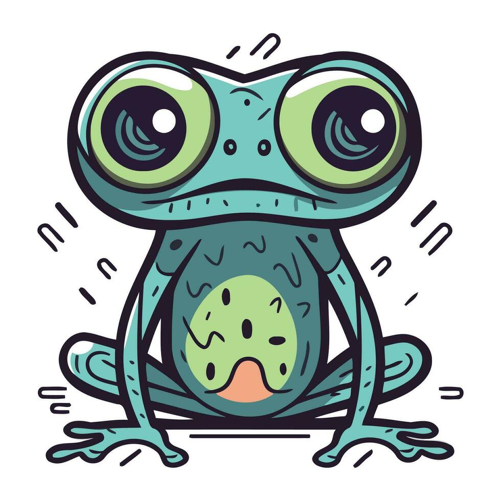 süß Karikatur Frosch. Vektor Illustration von ein Frosch auf Weiß Hintergrund.