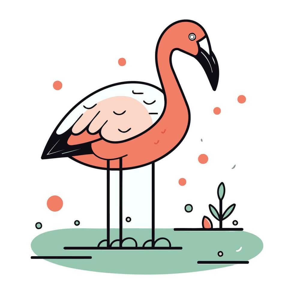 Flamingo Vektor Illustration im eben Karikatur Stil. isoliert auf Weiß Hintergrund.