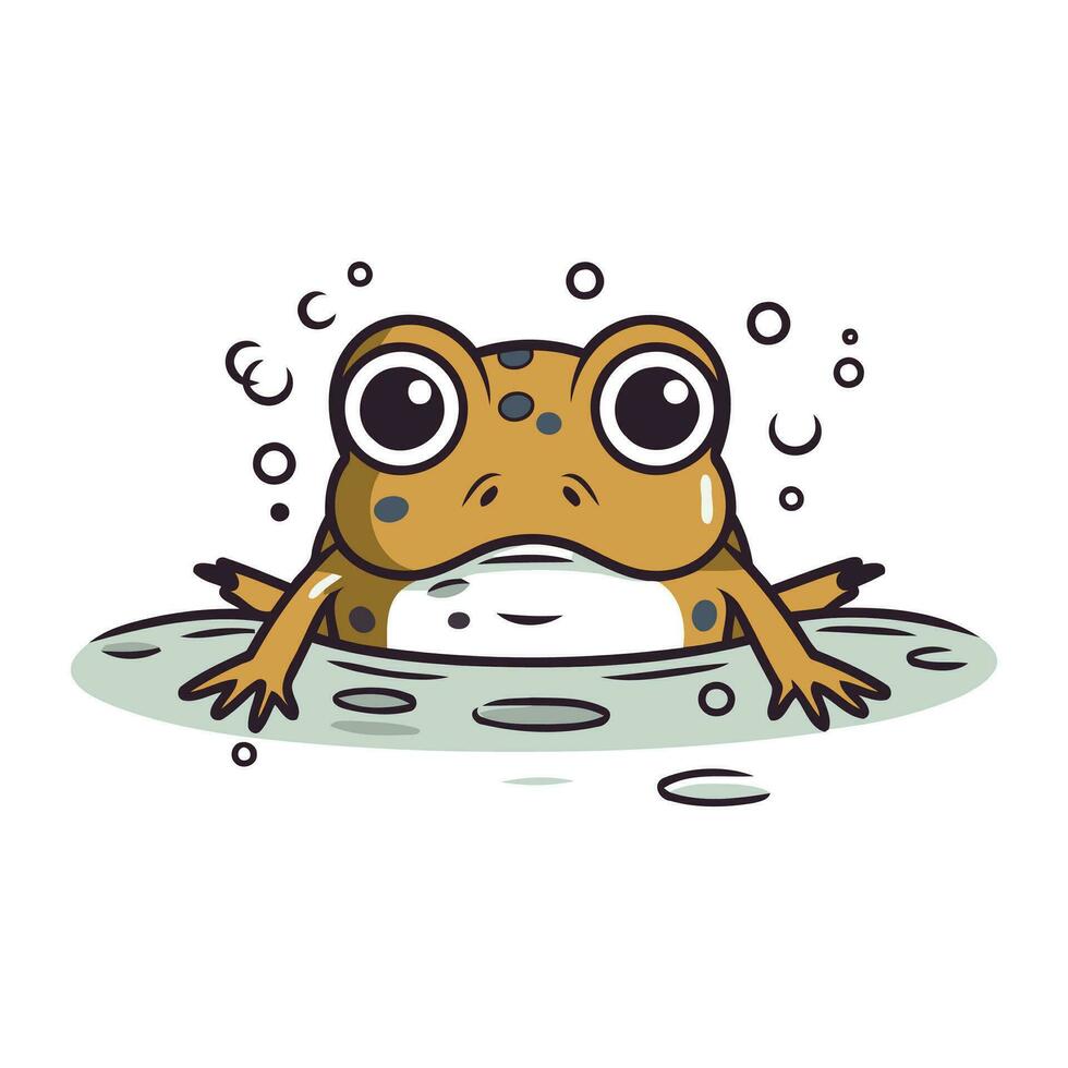 süß Karikatur Frosch. Vektor Illustration isoliert auf ein Weiß Hintergrund.