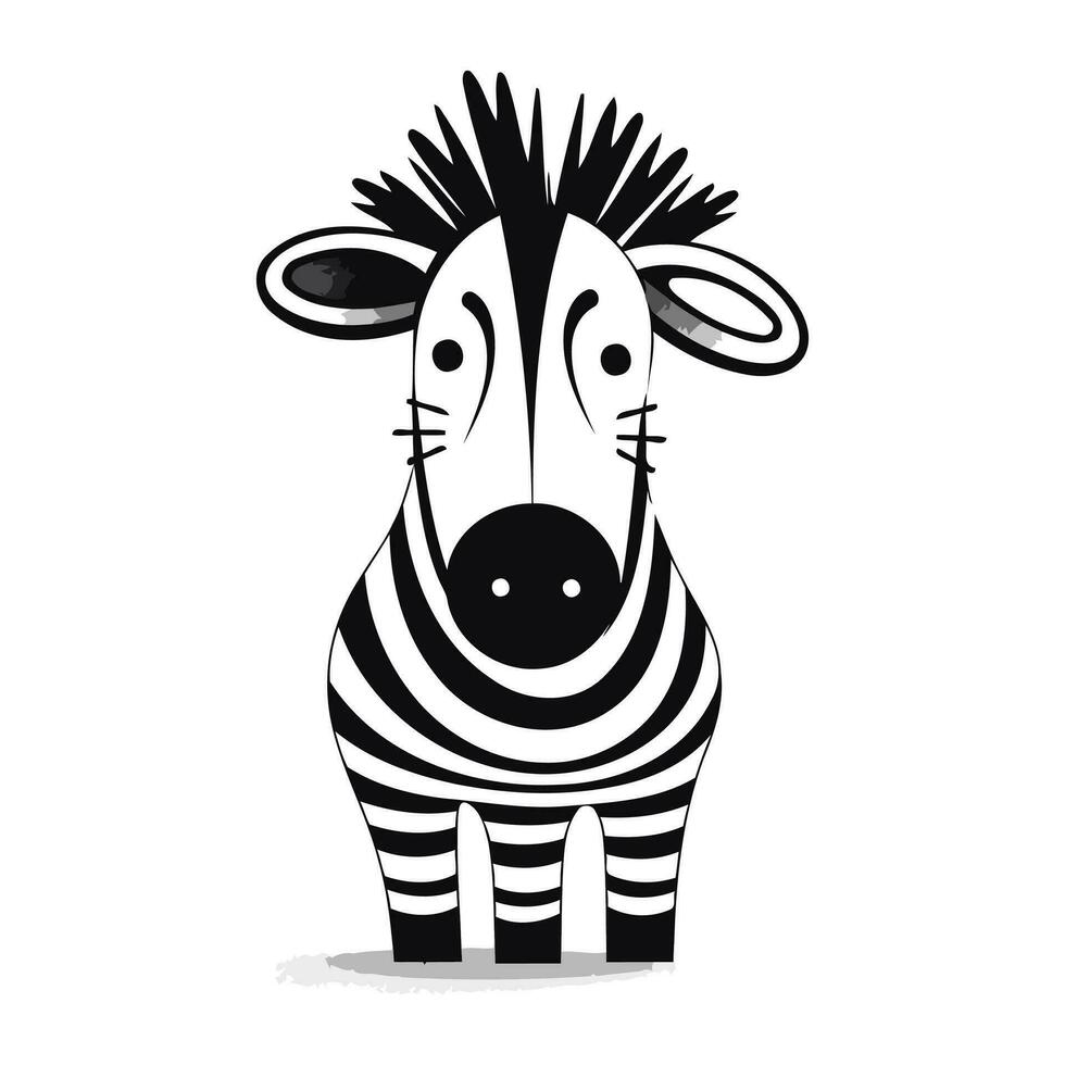 zebra vektor illustration på vit bakgrund. söt tecknad serie djur.