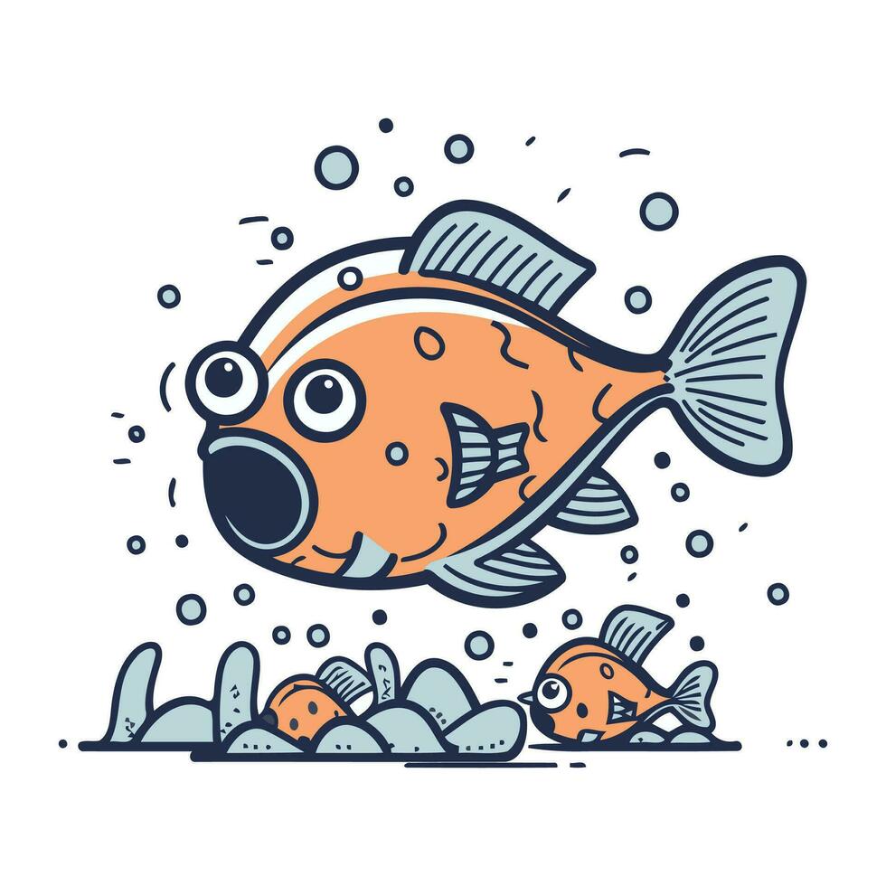 süß Karikatur Fisch. Vektor Illustration im Gekritzel Stil.