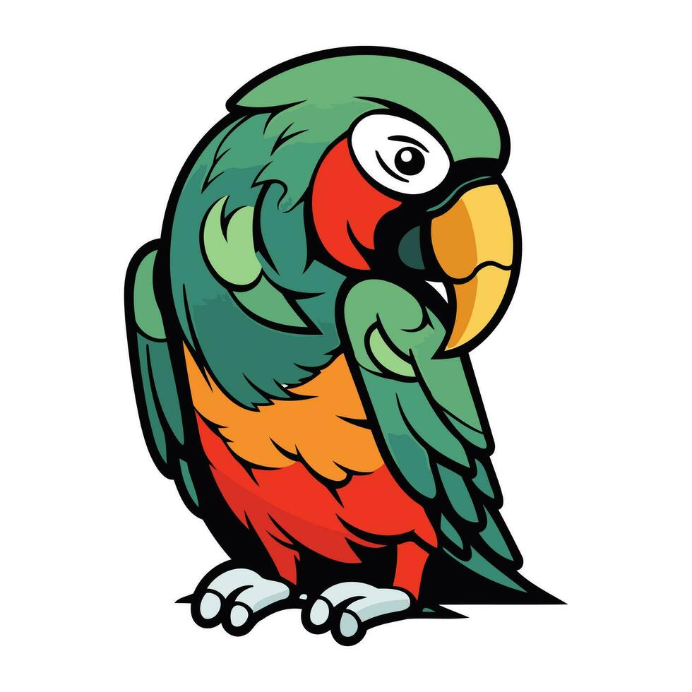 papegoja tecknad serie vektor illustration isolerat på vit bakgrund. papegoja maskot