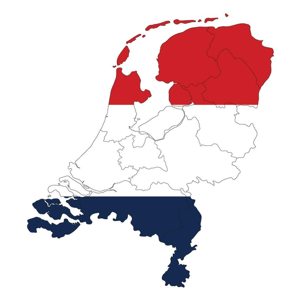 Karte von Niederlande mit Niederlande National Flagge im administrative Regionen vektor