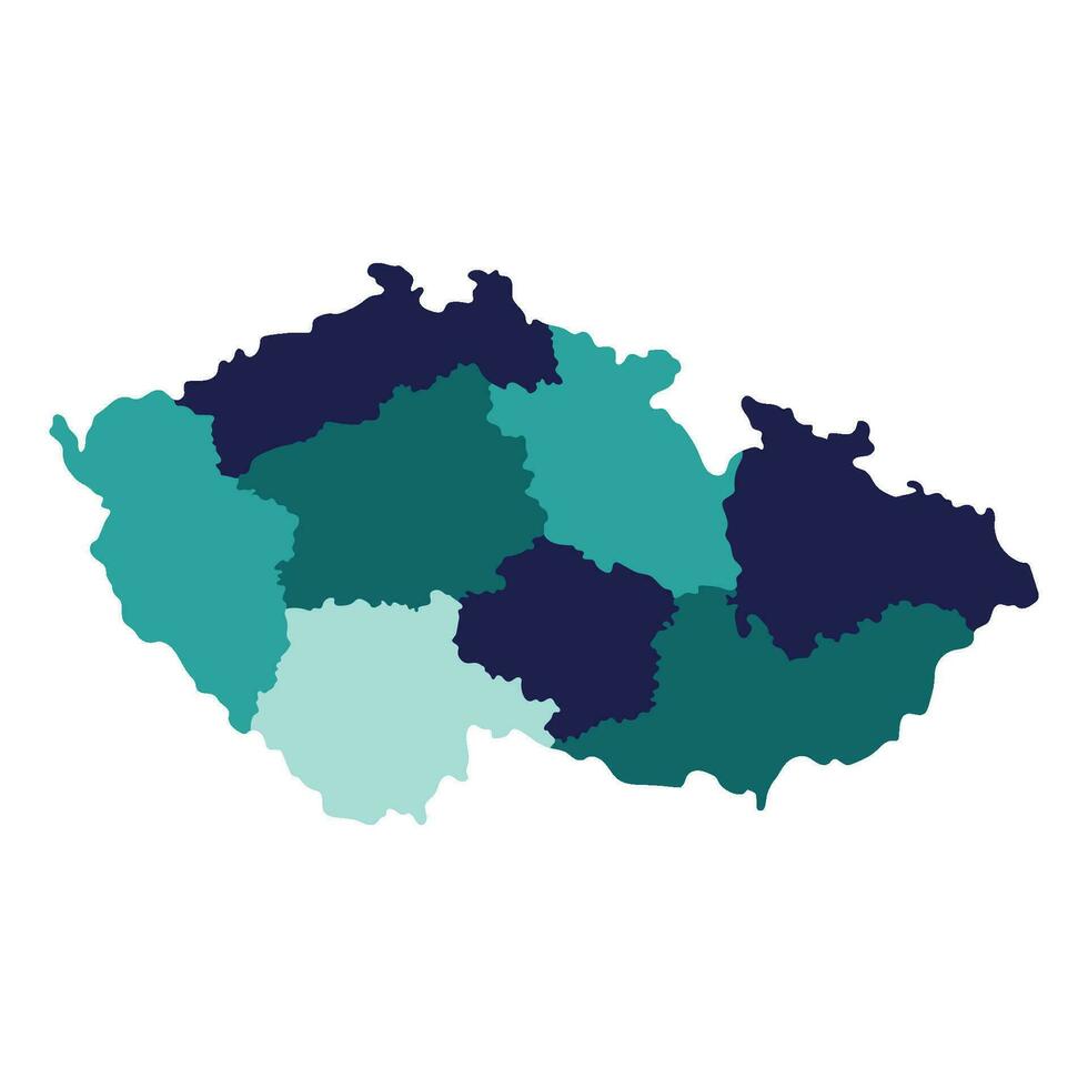 czechia Karta. Karta av tjeck republik i huvud regioner vektor