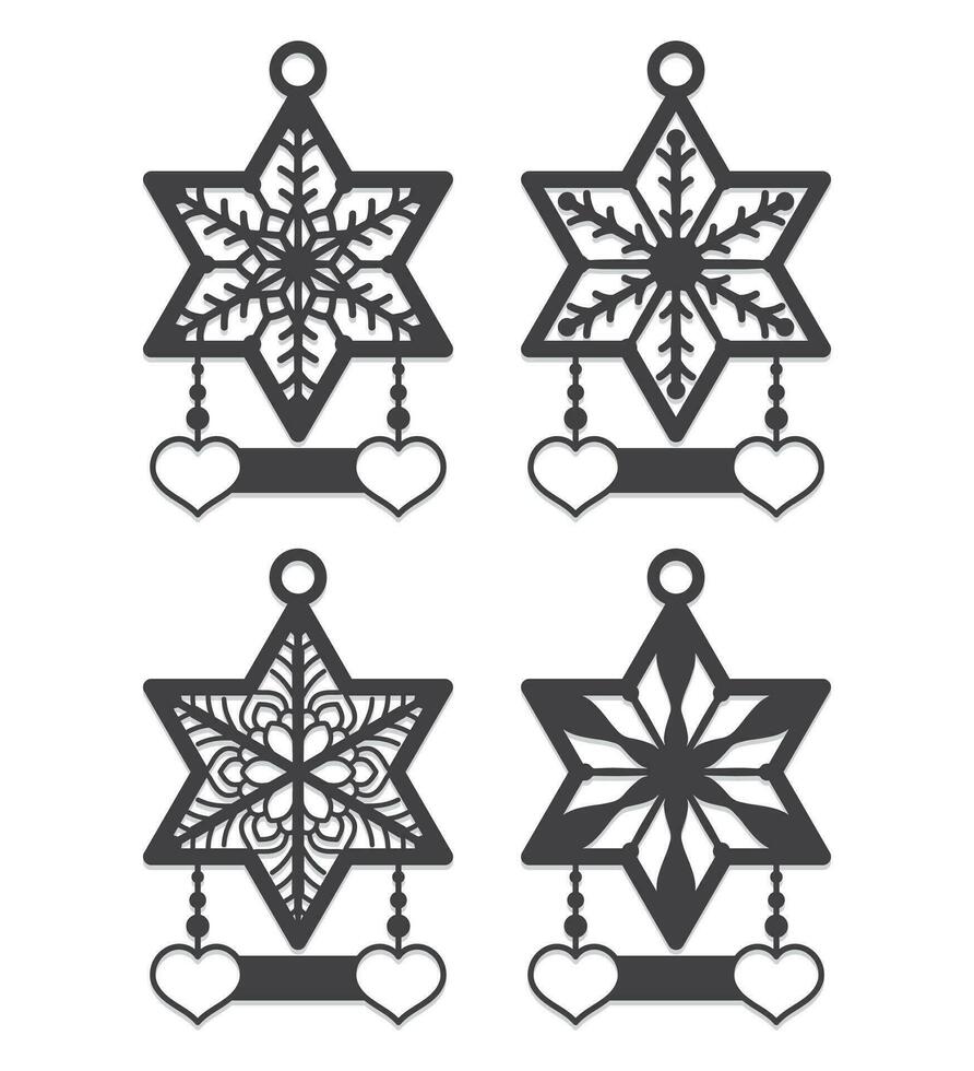 jul prydnad dekoration vektor samling med jul boll platt design