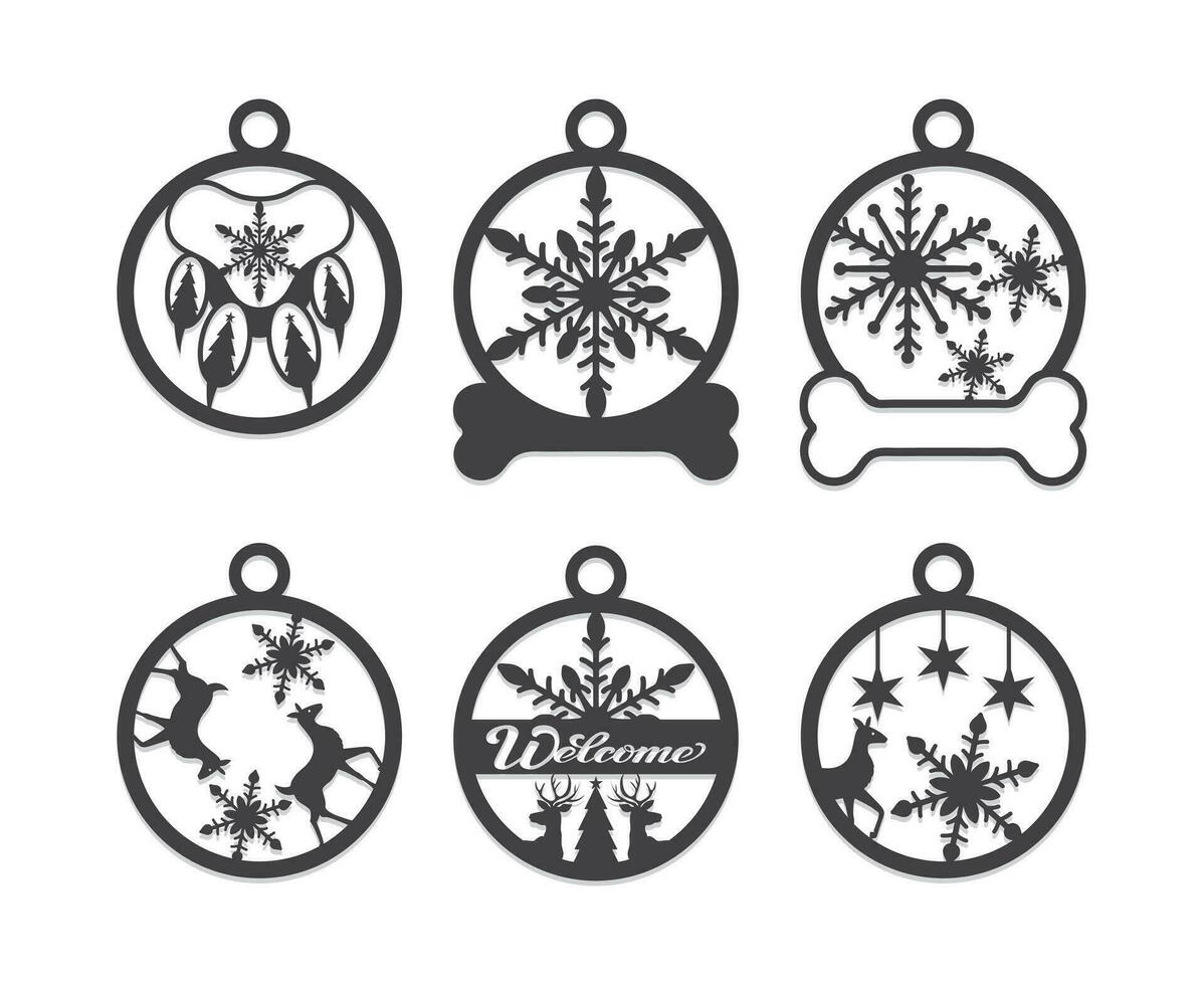 Weihnachten Ornament Dekoration Vektor Sammlung mit Weihnachten Ball eben Design