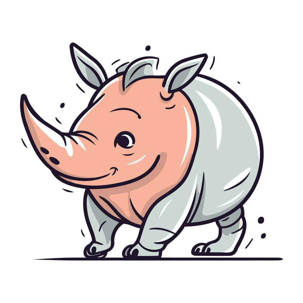 söt noshörning tecknad serie. vektor illustration för din design