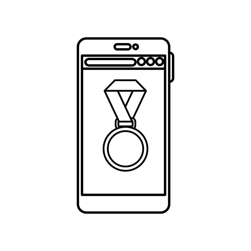 isolerad medalj och smartphone vektor design