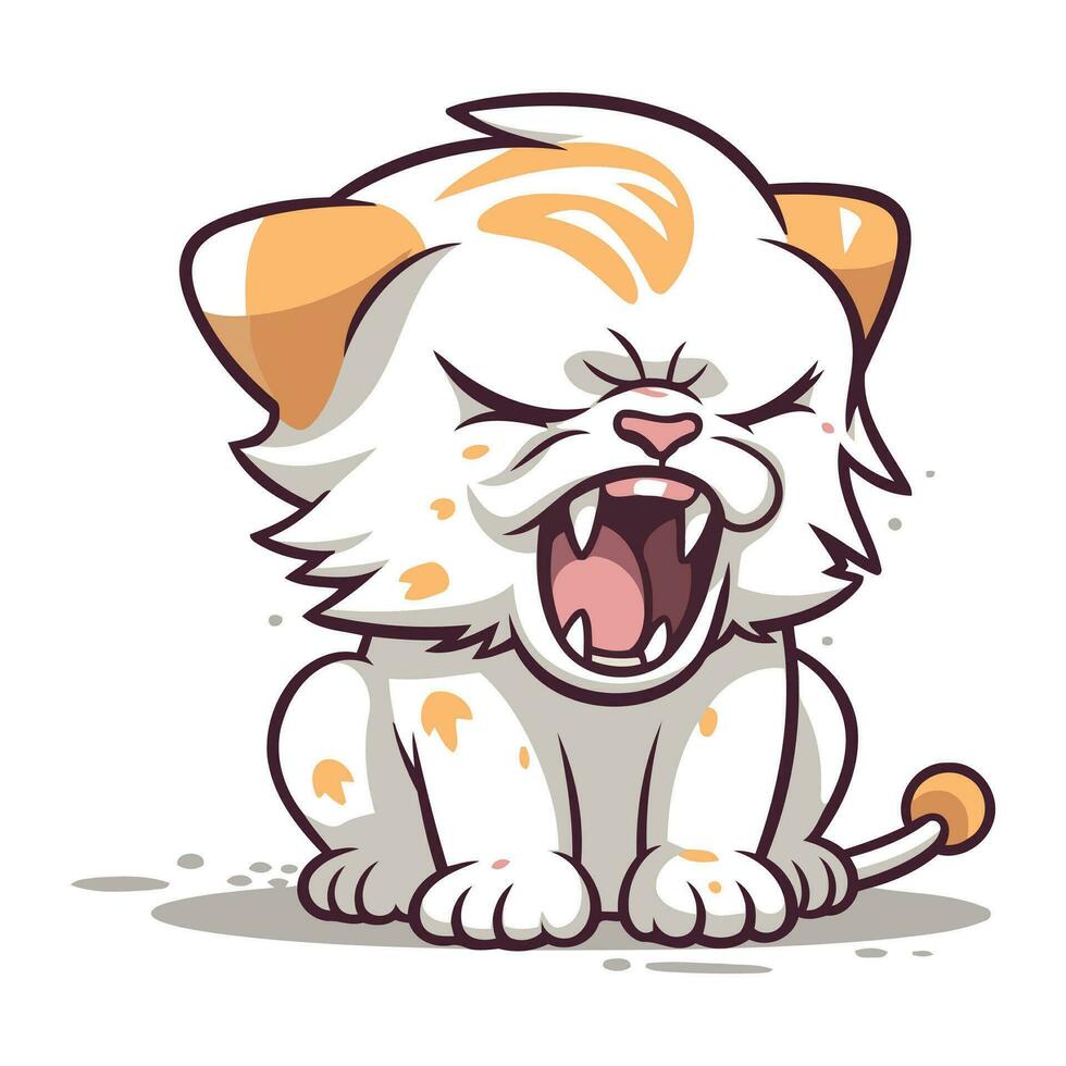 Karikatur Illustration von süß Hündchen Katze Gähnen vektor