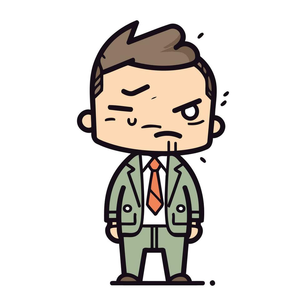wütend Geschäftsmann tragen passen retro Karikatur Vektor Illustration