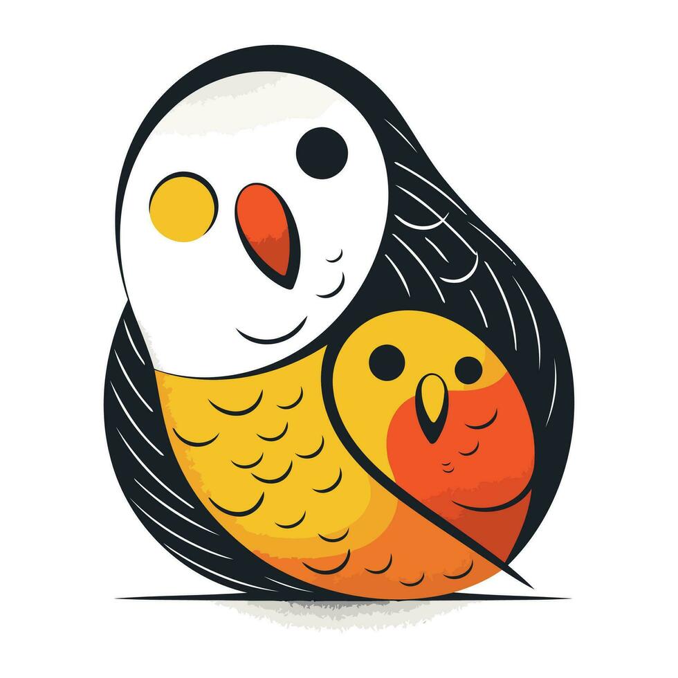 pingvin och papegoja på vit bakgrund. vektor illustration.