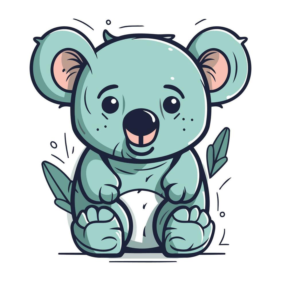 söt tecknad serie koala. vektor illustration av en söt koala.