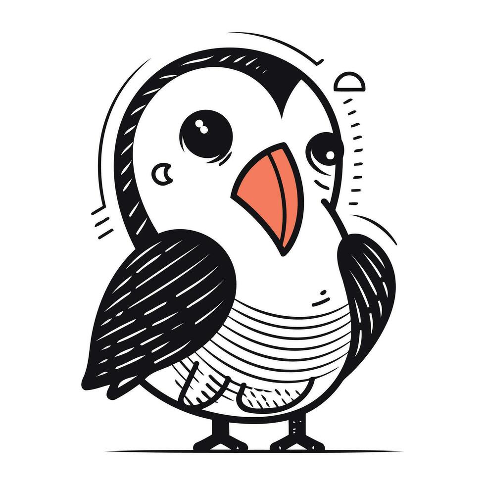 söt tecknad serie pingvin. vektor illustration av en pingvin.