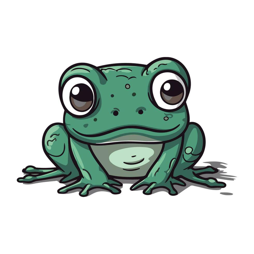 süß Karikatur Frosch isoliert auf ein Weiß Hintergrund. Vektor Illustration.