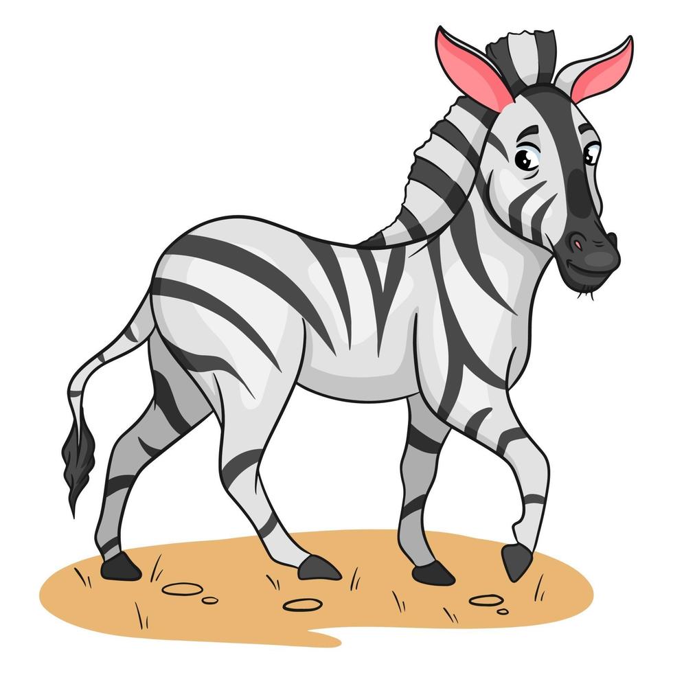 Tiercharakter lustiges Zebra im Cartoon-Stil. vektor