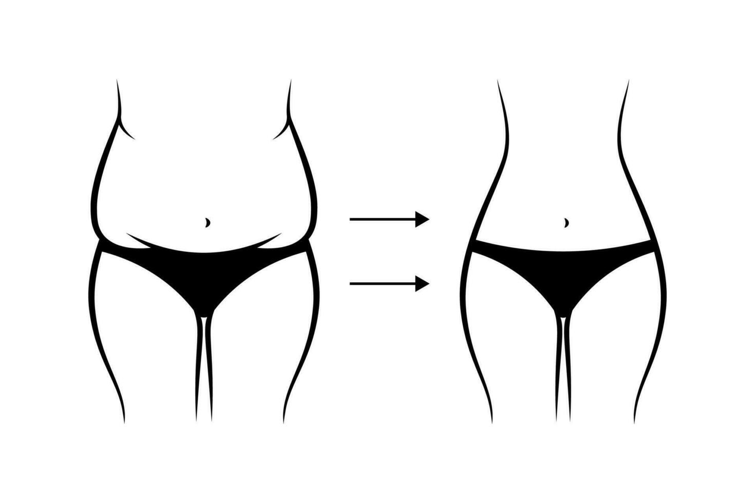 Frau Gewicht Verlust Linie Symbol isoliert auf Weiß Hintergrund. vektor