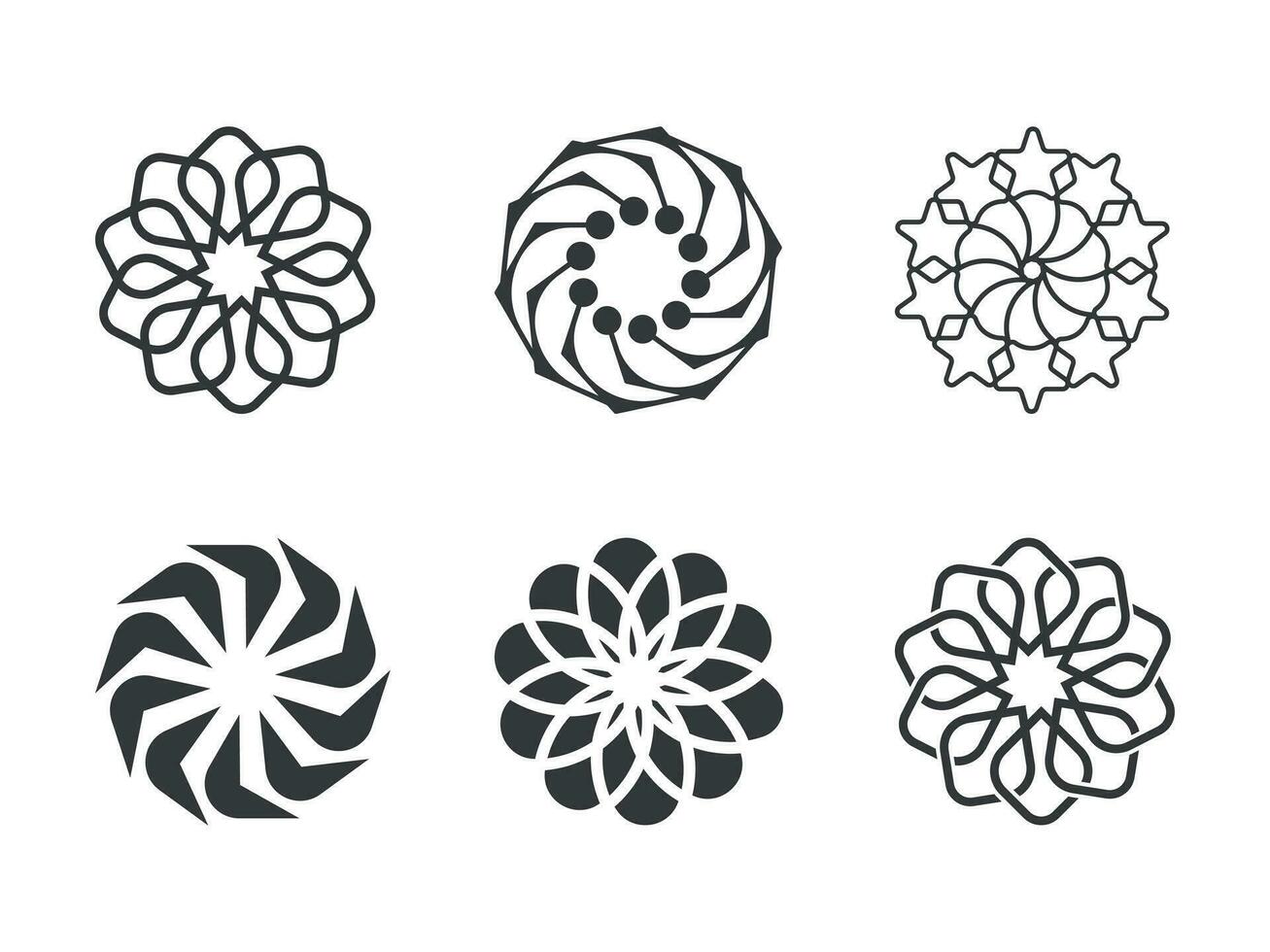 setzt von modisch Brutalist geometrisch Blume Logo, Brutalist Vektor geometrisch Formen Logo,