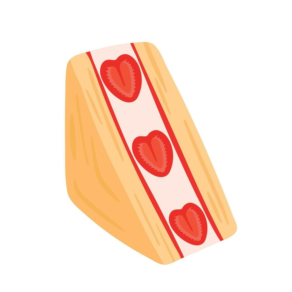 japansk jordgubb smörgås ljuv efterrätt bageri bakverk vektor illustration