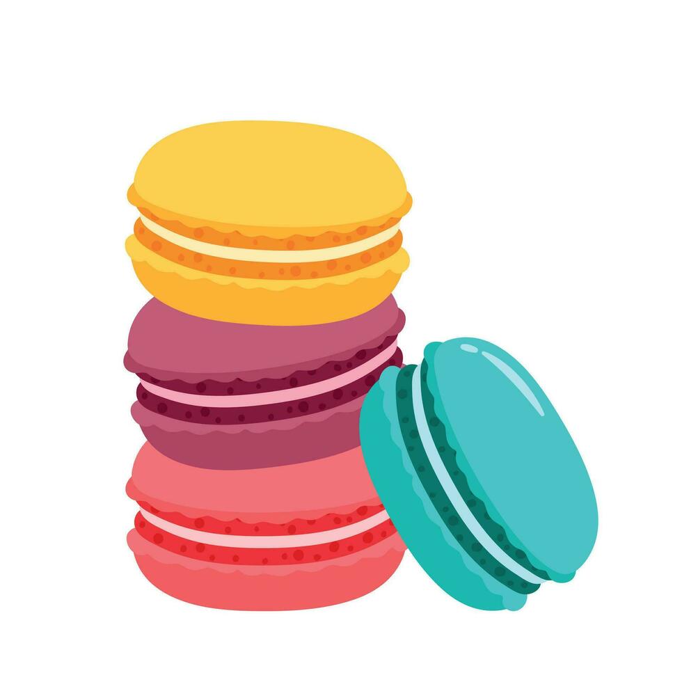 söt macarons småkakor ljuv mat i platt animerad tecknad serie vektor illustration