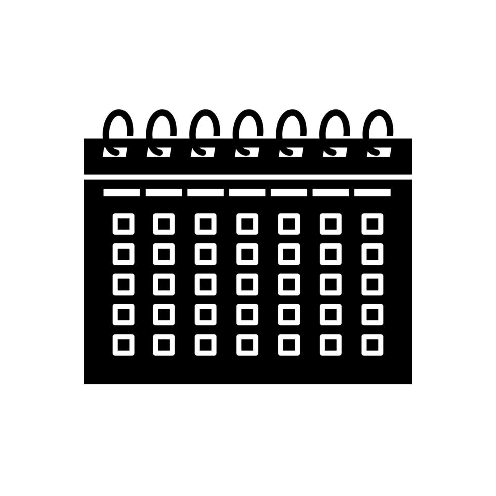 silhuett av kalenderpåminnelse datum isolerad ikon vektor