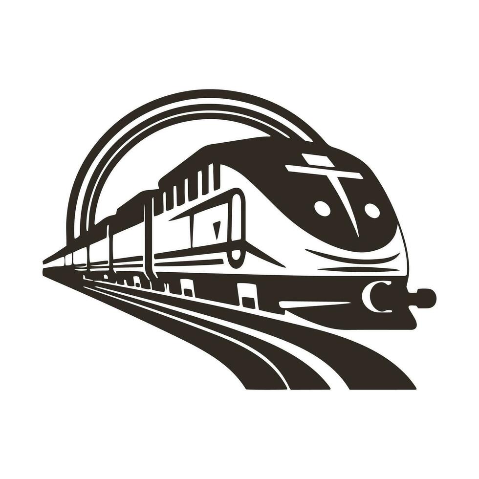 tåg logotyp spårvagn ikon metro vektor silhuett isolerat design svart spårvagn