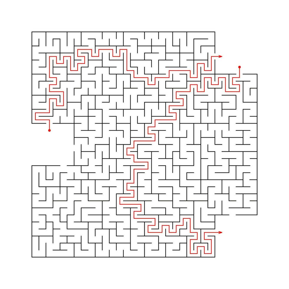 barns pedagogisk spel upptäckt de rätt sätt. de labyrint är en pussel. svart och vit vektor illustration