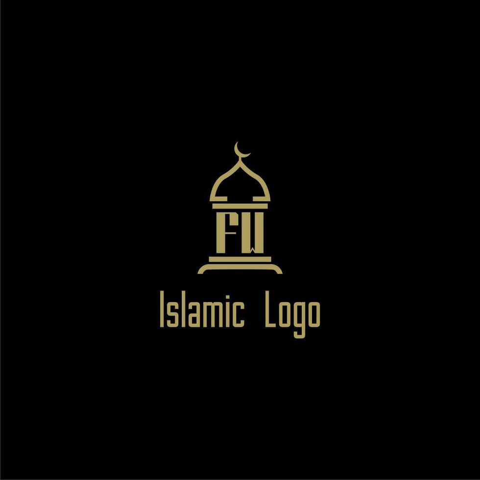 fw första monogram för islamic logotyp med moské ikon design vektor