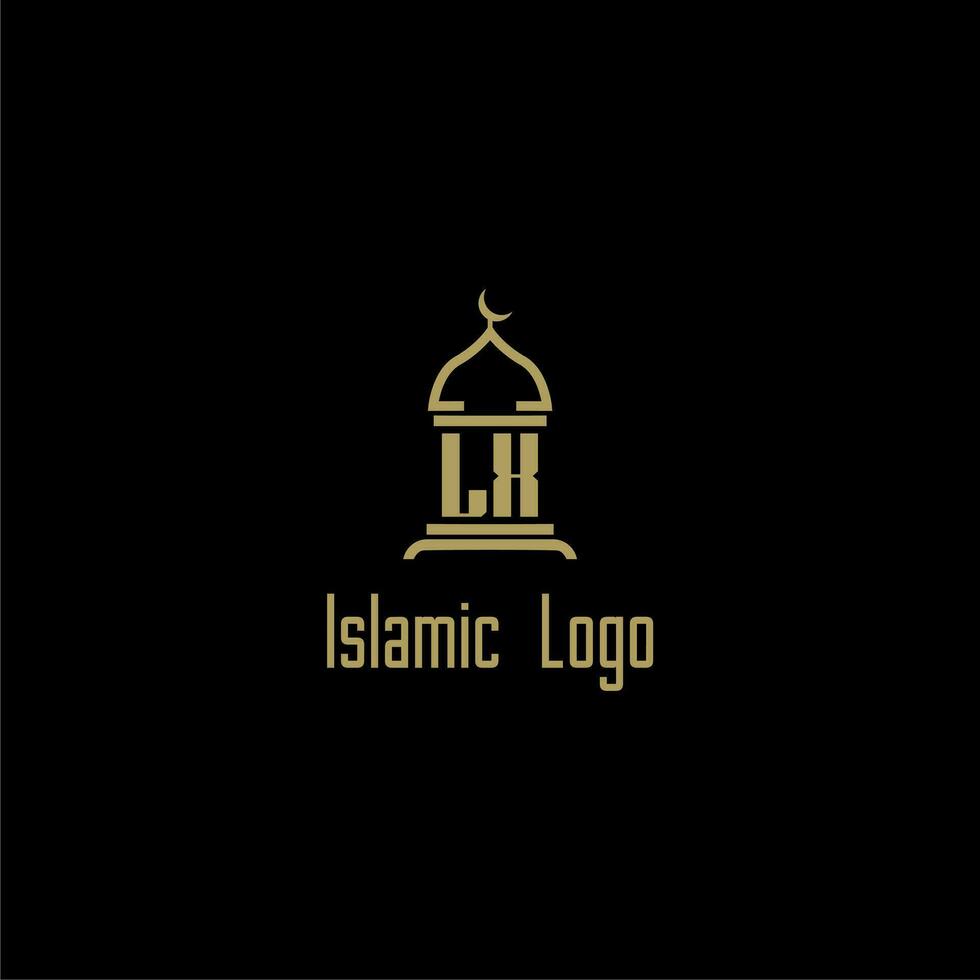 lx Initiale Monogramm zum islamisch Logo mit Moschee Symbol Design vektor