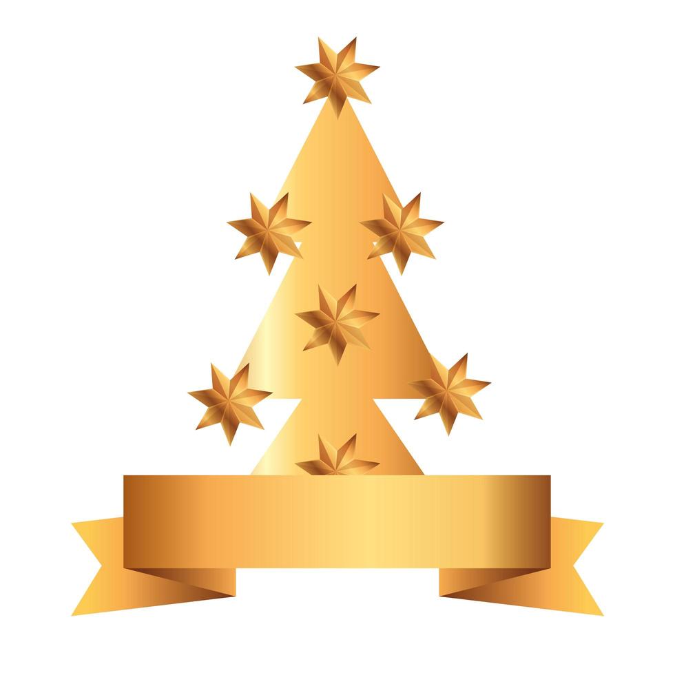 Tannenbaum Weihnachten mit Sternen und Band vektor