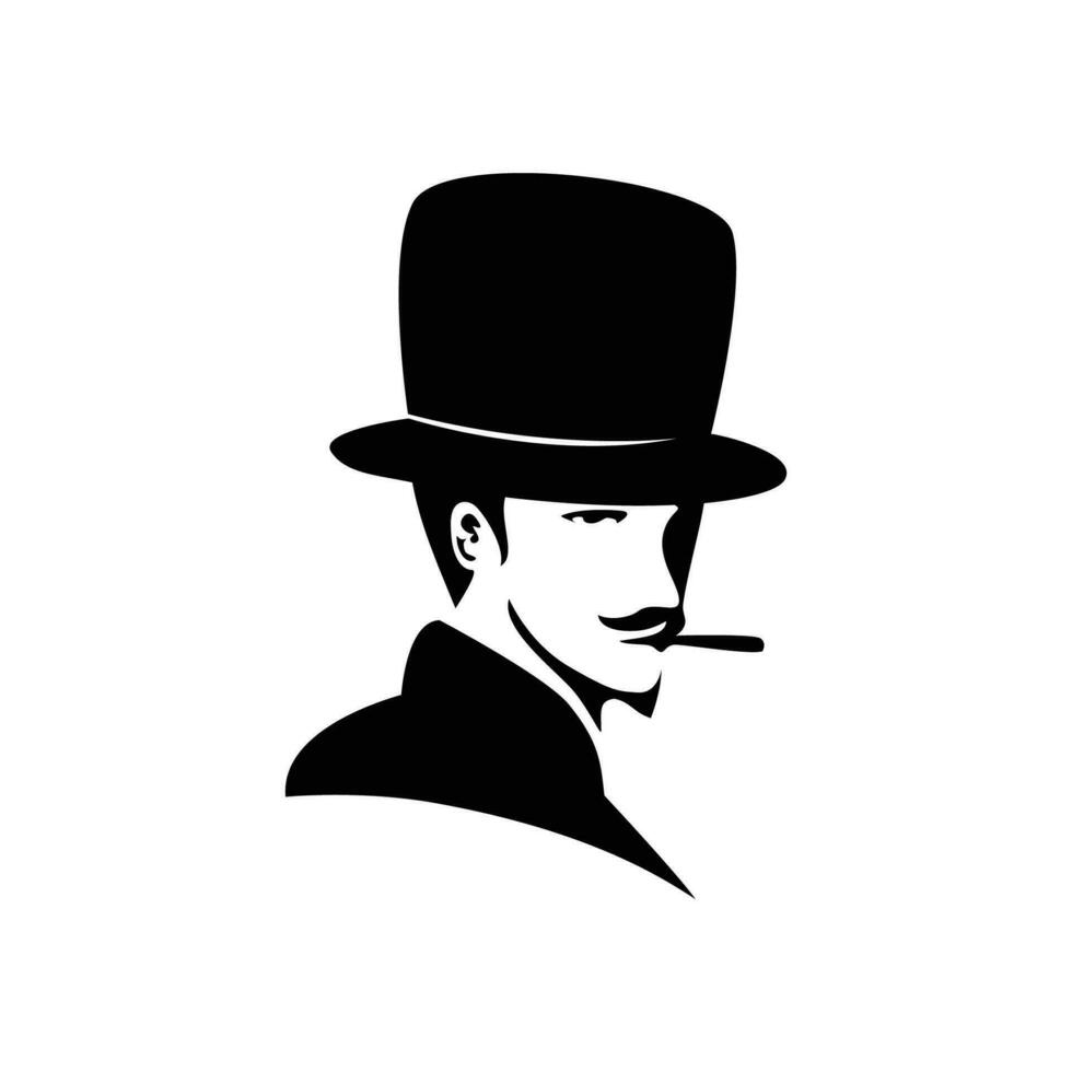 Gentleman-Logo-Template-Design. Mann mit Hut-Symbol, Zeichen und Symbol. vektor