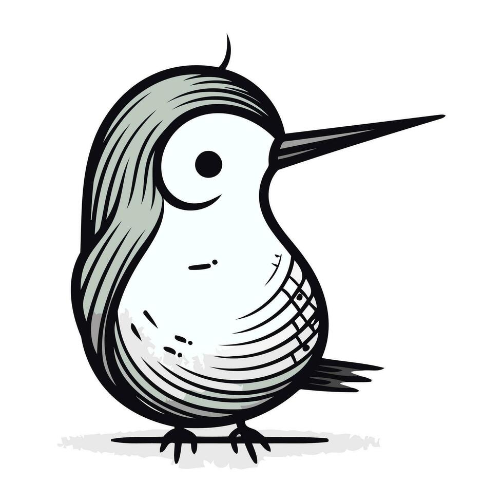 Karikatur Vogel auf ein Weiß Hintergrund. Vektor Illustration im skizzieren Stil