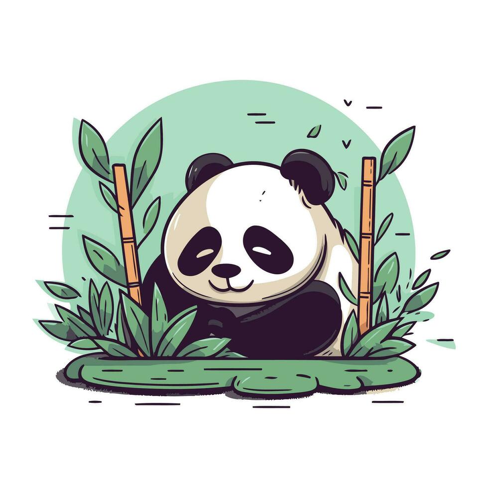 süß Panda im Bambus Wald. Vektor Illustration. Karikatur Stil.