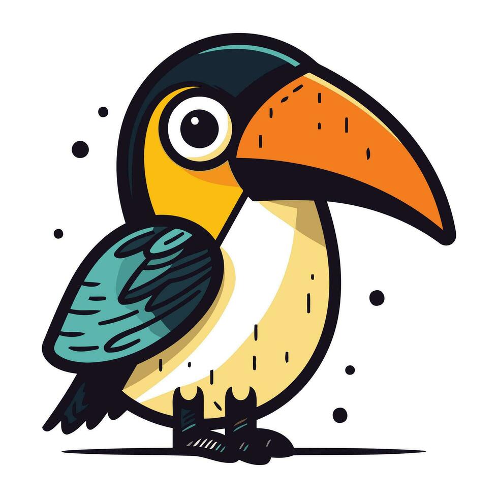 tecknad serie toucan fågel isolerat på vit bakgrund. vektor illustration.