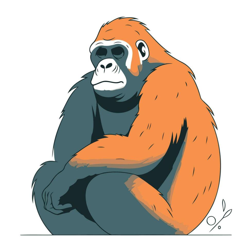 gorilla Sammanträde på de jord. vektor illustration av en gorilla.