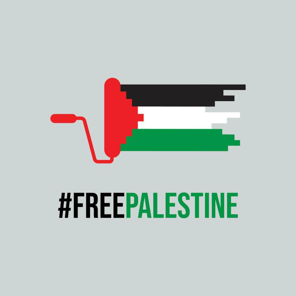 International Tag von Solidarität mit das palästinensisch Menschen mit Flagge und Gemälde Vektor Illustration