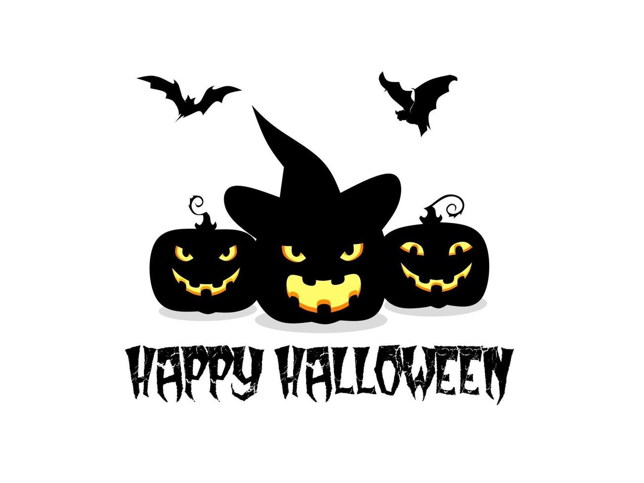glücklicher Halloween-Dekorationsvektor, Kürbis- und Fledermausdesign, vektor