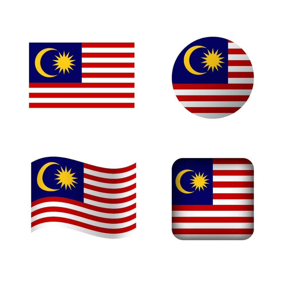 vektor malaysia nationell flagga ikoner uppsättning