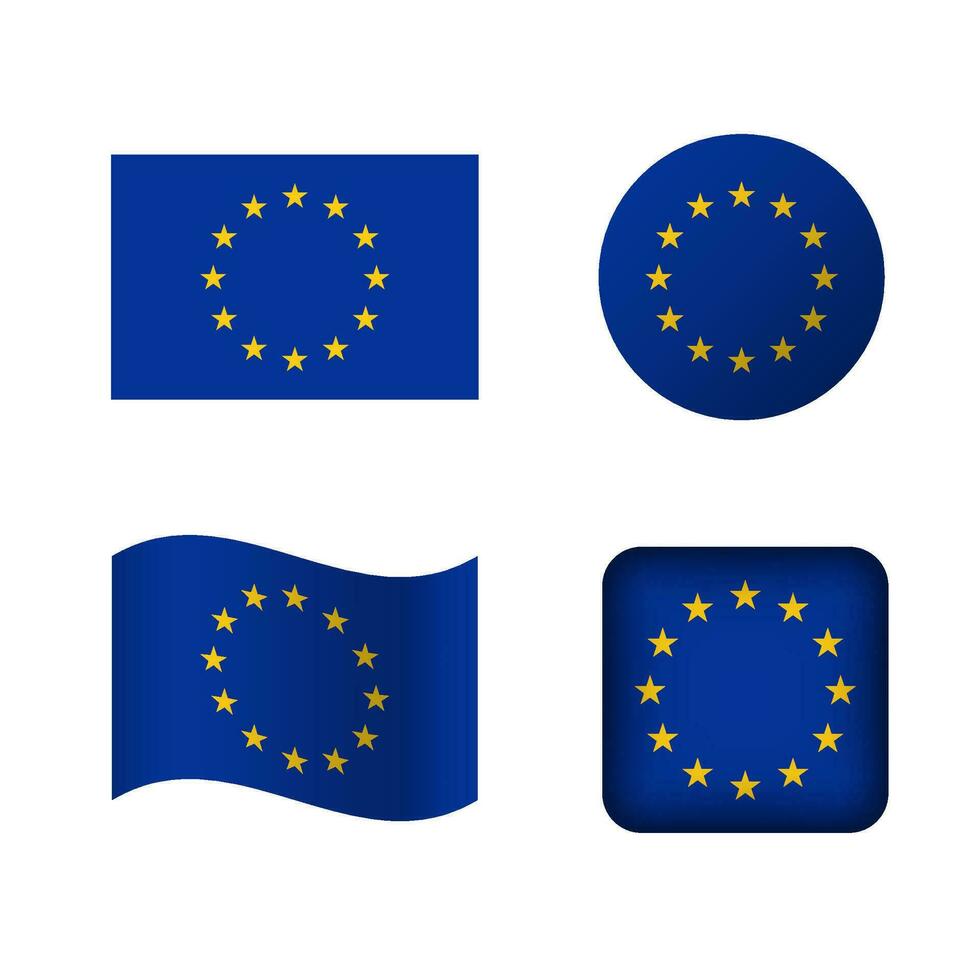 vektor europeisk union flagga ikoner uppsättning