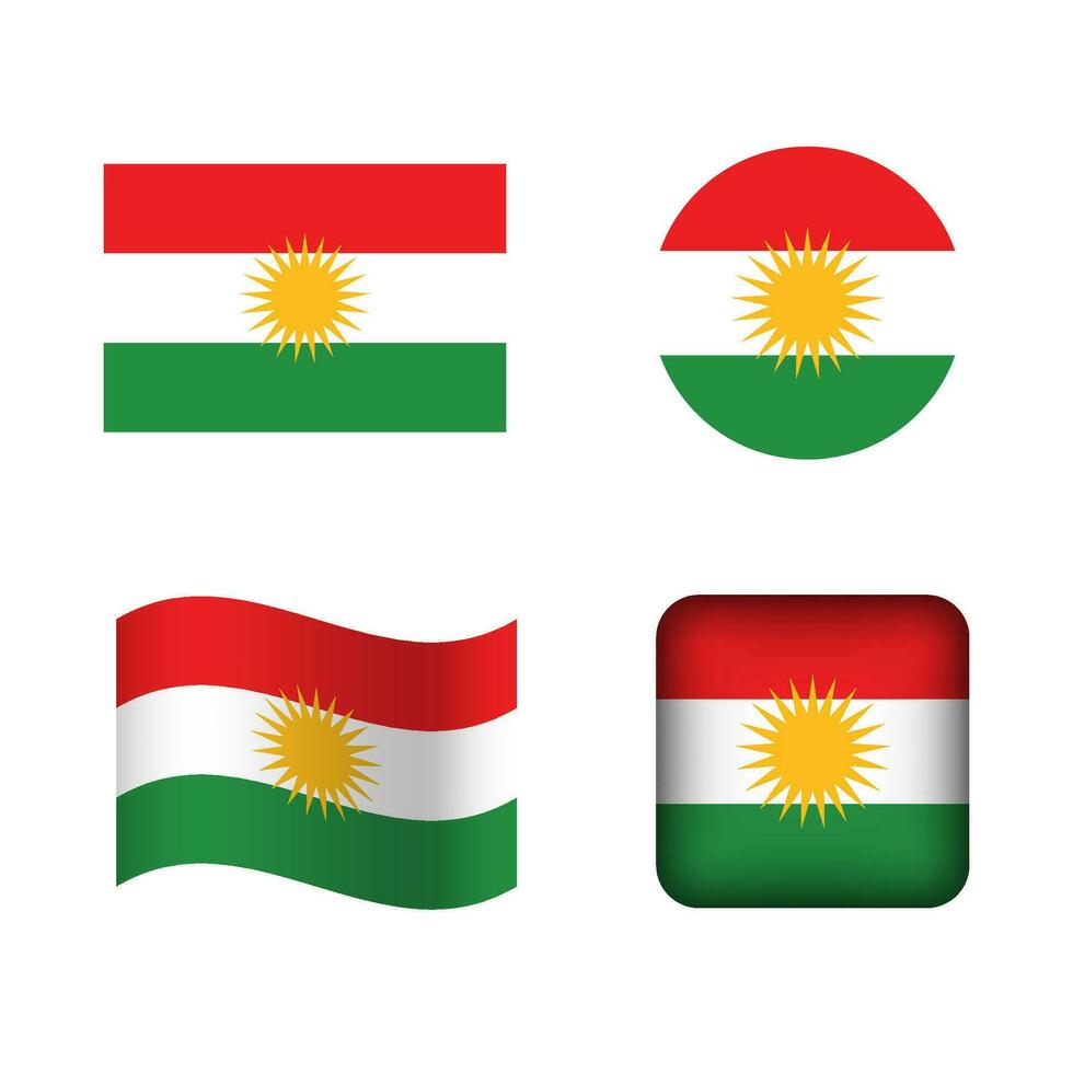 vektor irakier kurdistan nationell flagga ikoner uppsättning