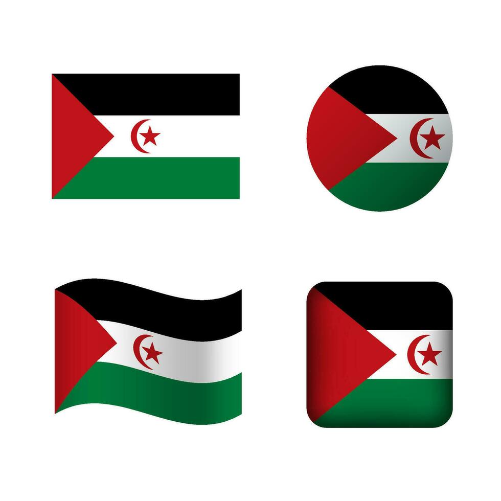 vektor sahrawi arab demokratisk republik nationell flagga ikoner uppsättning