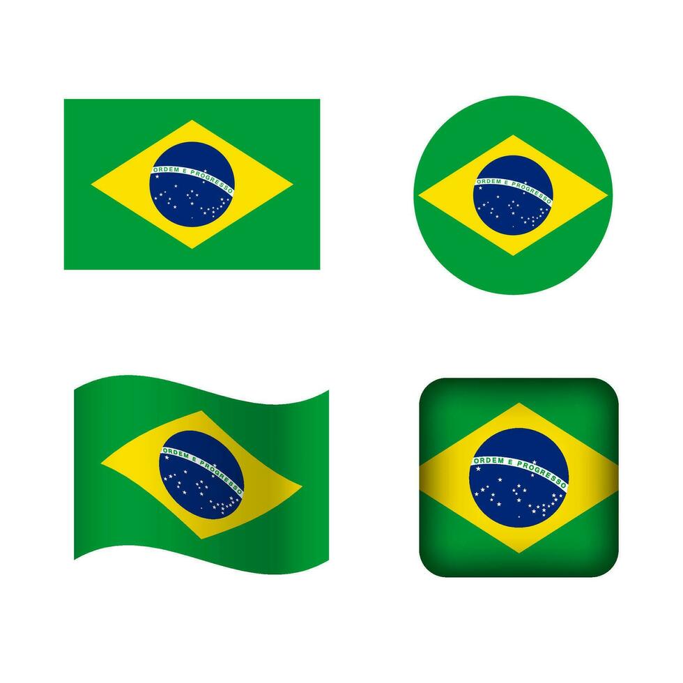 vektor Brasilien nationell flagga ikoner uppsättning