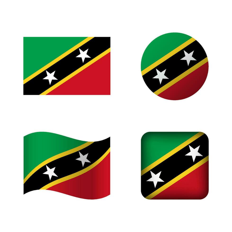 vektor helgon kitt och nevis nationell flagga ikoner uppsättning