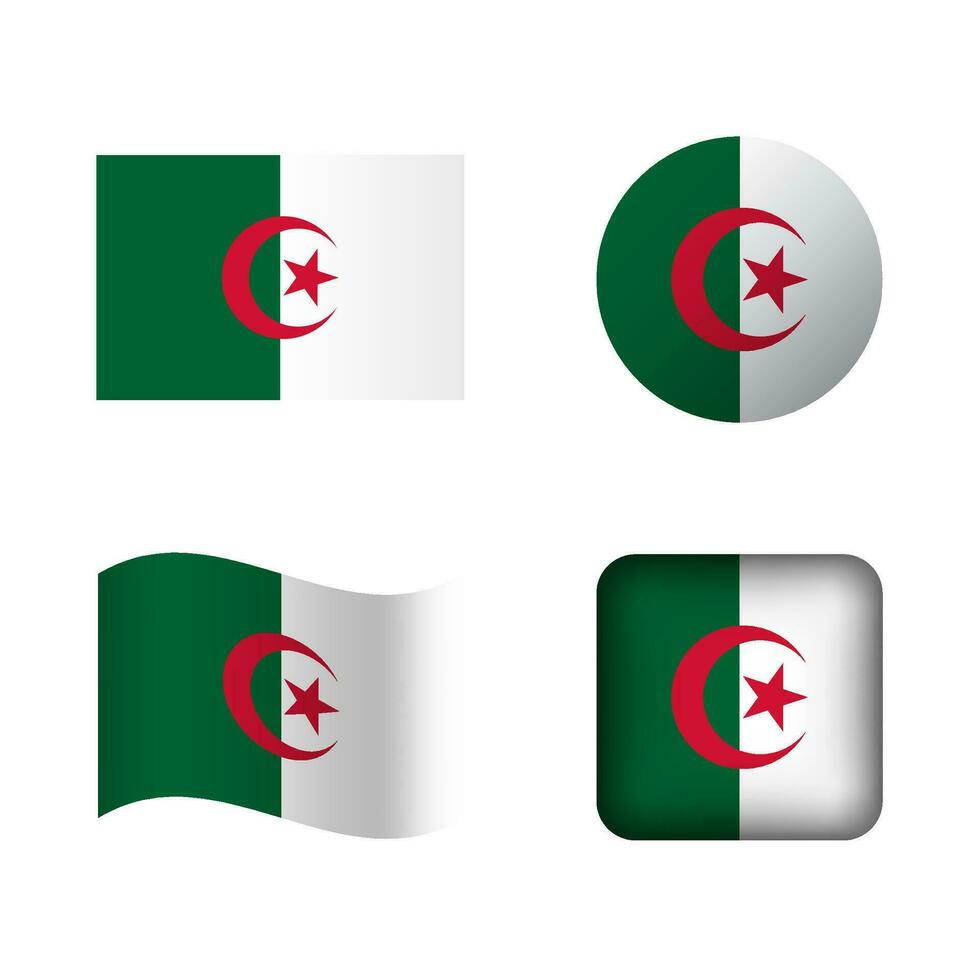 vektor algeriet nationell flagga ikoner uppsättning