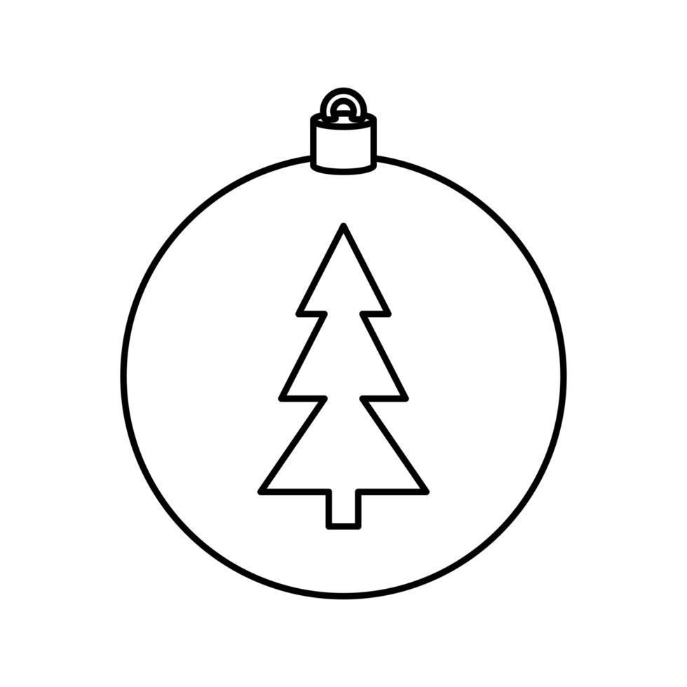 Ball mit Pine Tree of Christmas Line Style Icon vektor