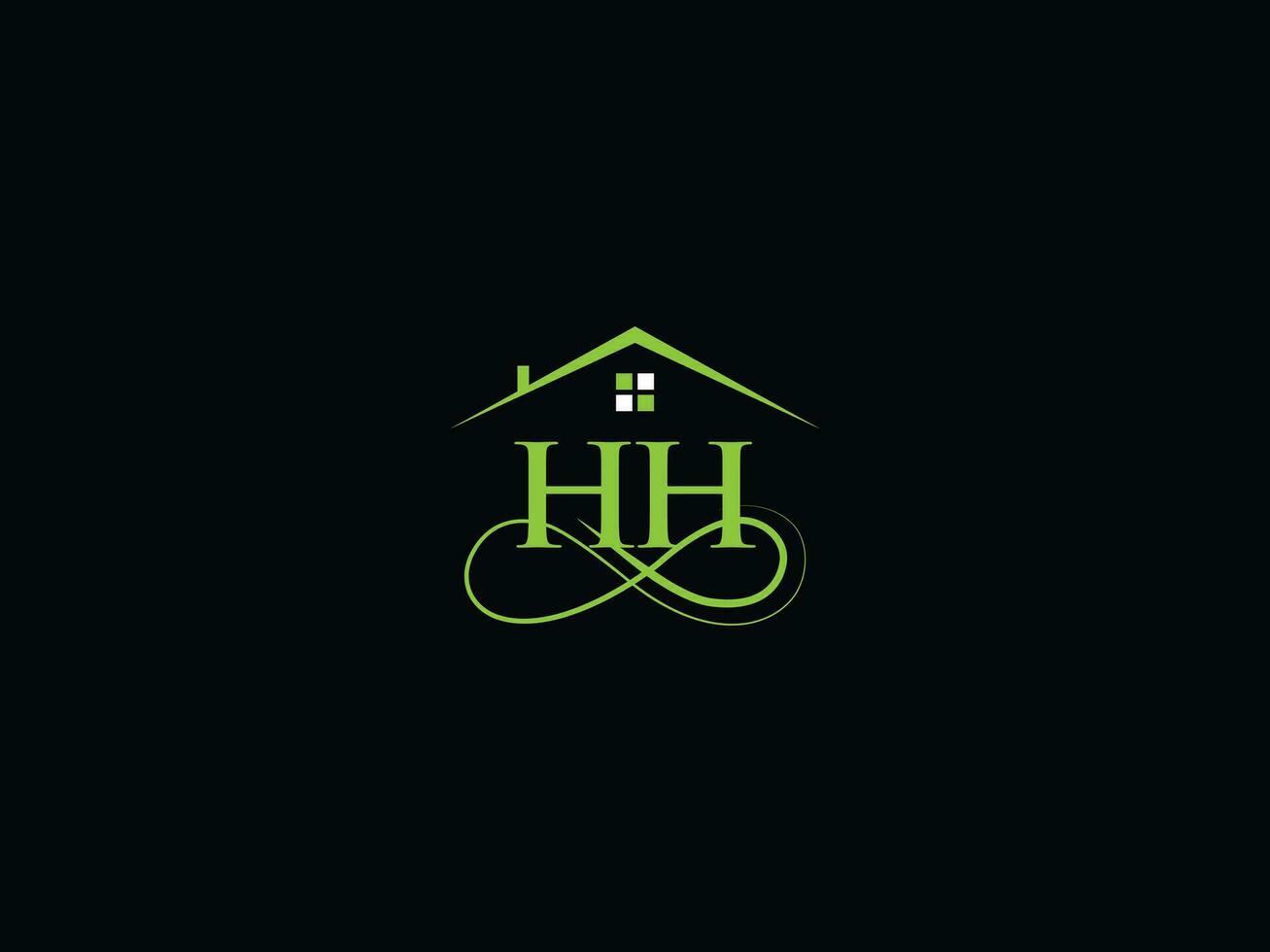 typografi hh byggnad logotyp, första hh lyx verklig egendom logotyp för du vektor