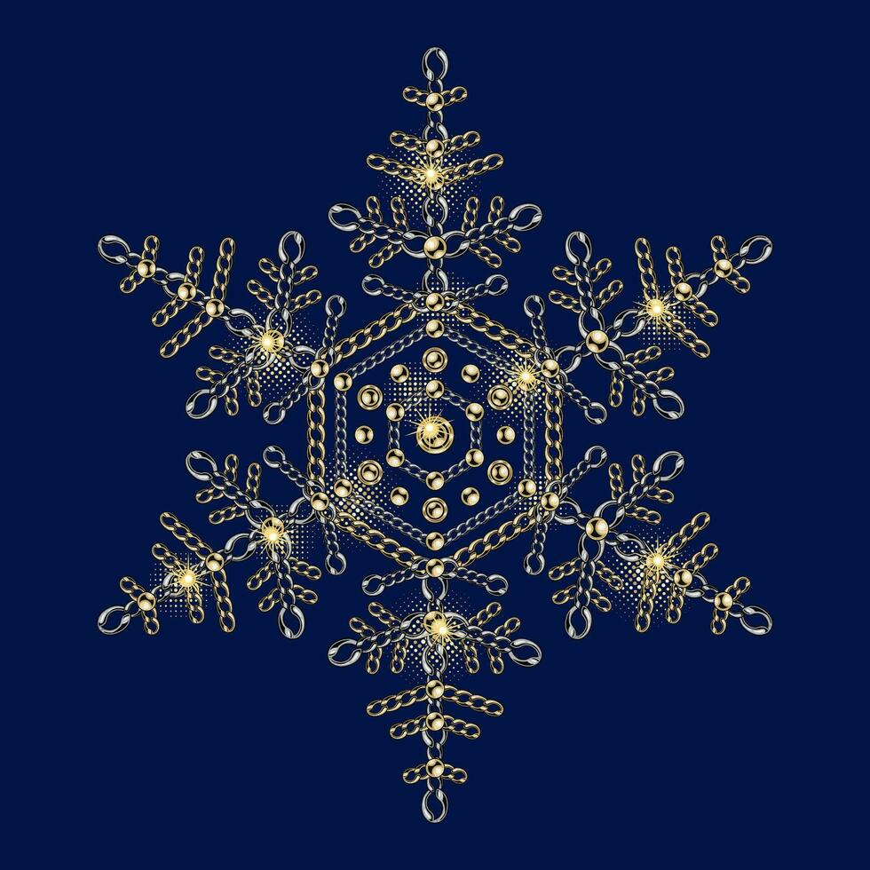 lyx snöflinga tillverkad av Smycken guld kedjor vektor