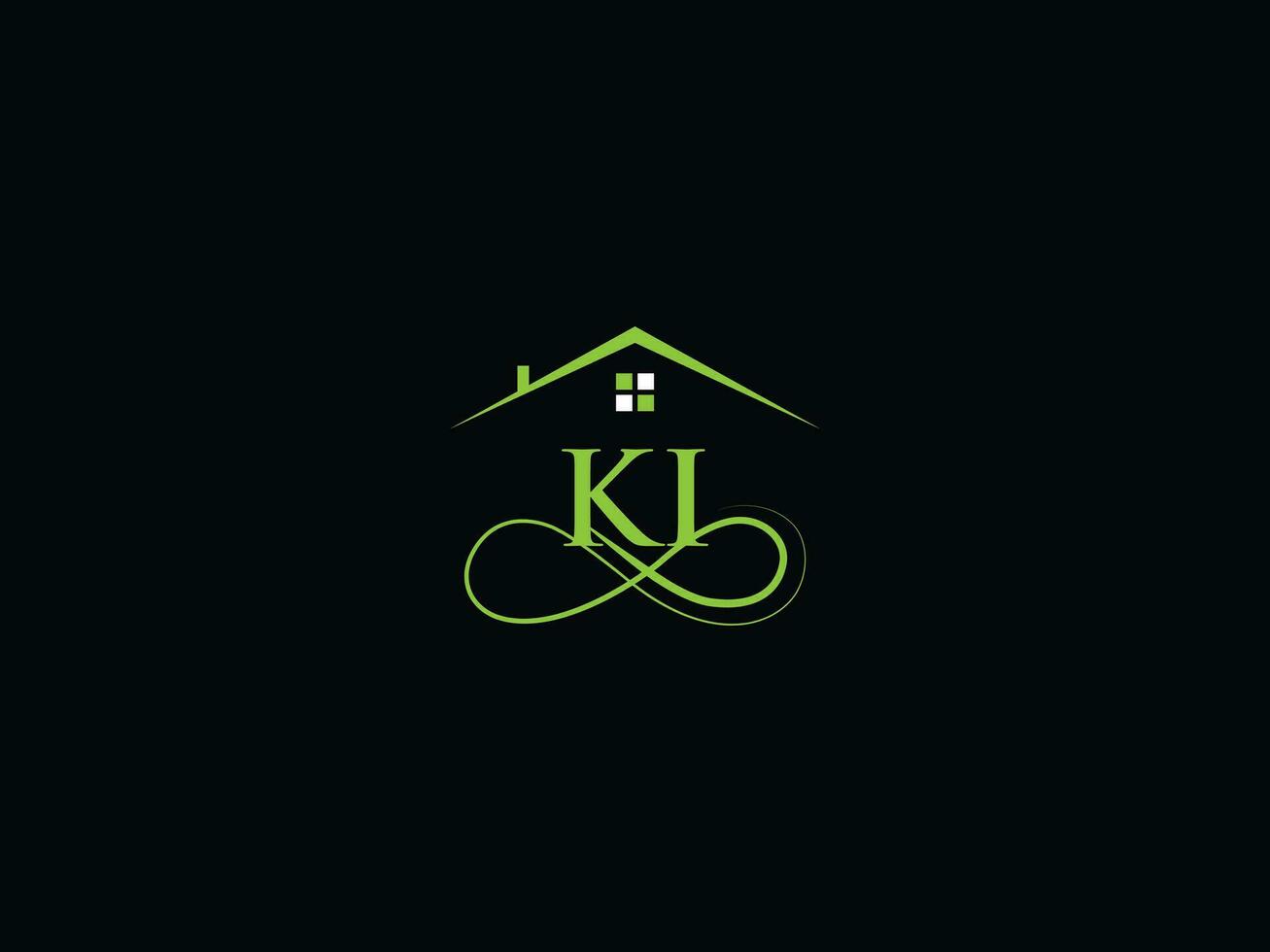 Monogramm ki Gebäude Logo Symbol, echt Nachlass ki Logo Brief Design vektor