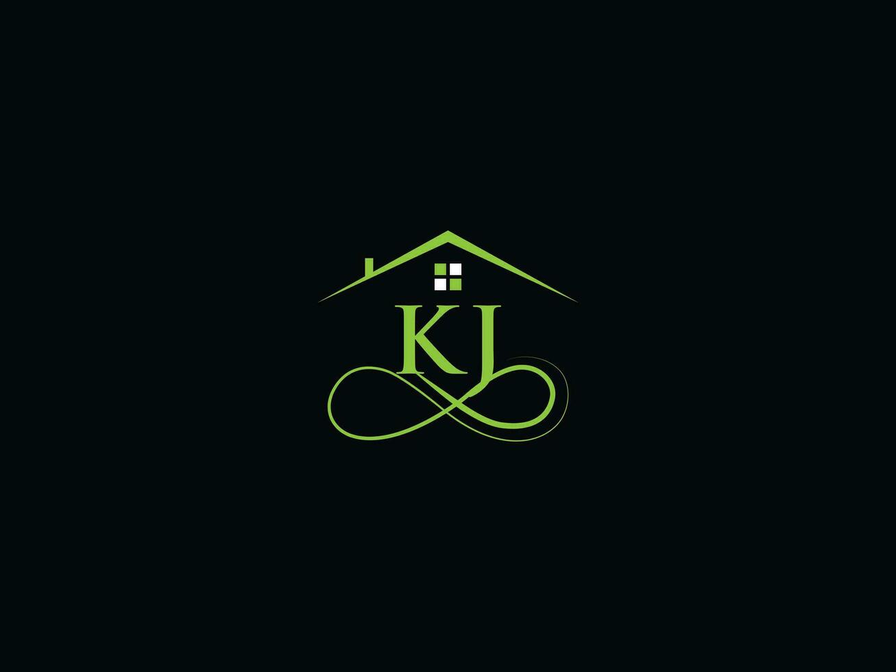 monogram kj byggnad logotyp ikon, verklig egendom kj logotyp brev design vektor