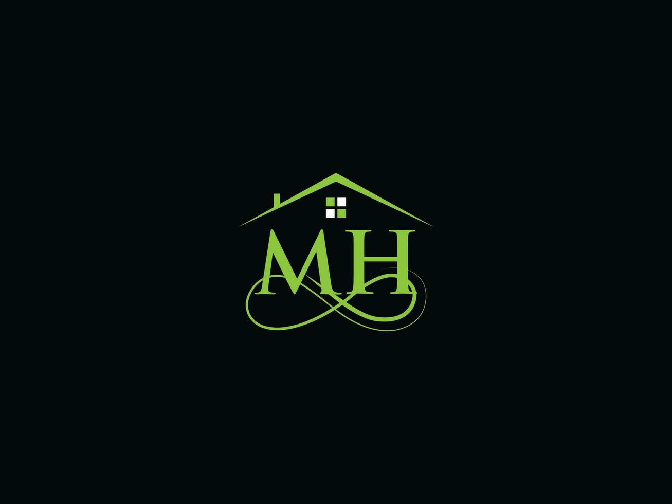 kreativ mh byggnad logotyp, modern verklig egendom mh logotyp brev vektor