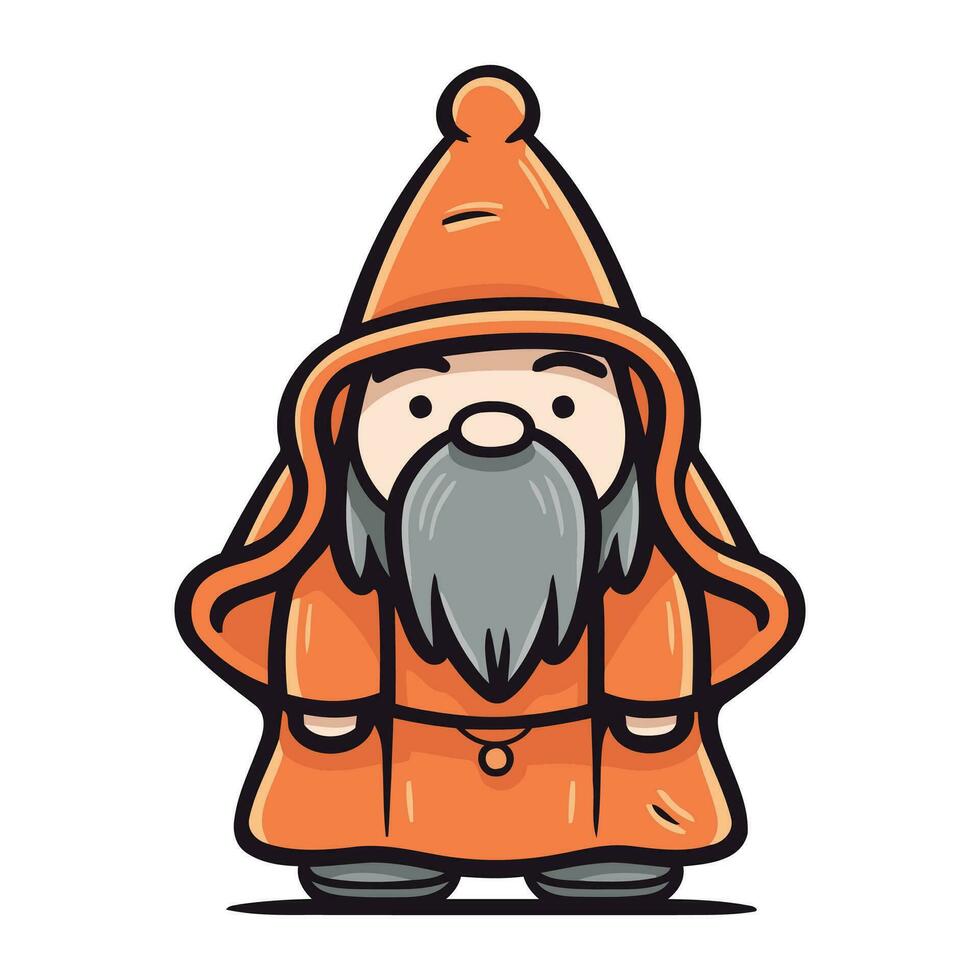 tecknad serie gnome i orange täcka och hatt. vektor illustration.